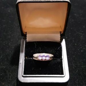 Sterling Silver 925 Ring with 3 Tanzanite Stones